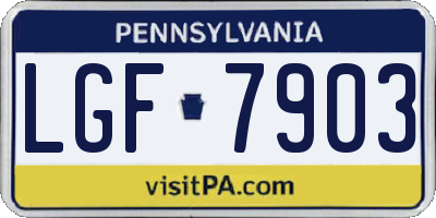 PA license plate LGF7903