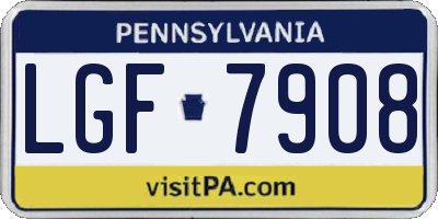 PA license plate LGF7908