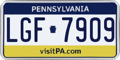 PA license plate LGF7909