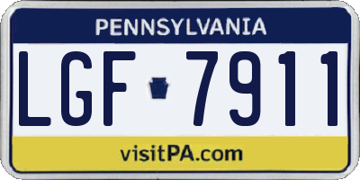 PA license plate LGF7911