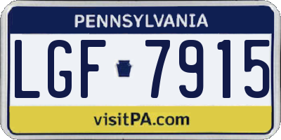 PA license plate LGF7915