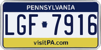 PA license plate LGF7916
