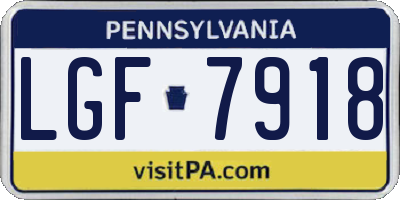 PA license plate LGF7918