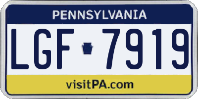 PA license plate LGF7919