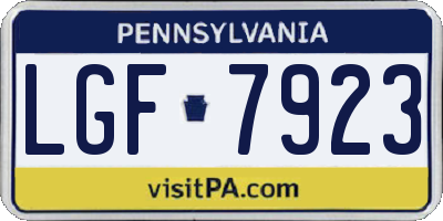 PA license plate LGF7923