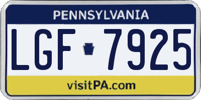 PA license plate LGF7925