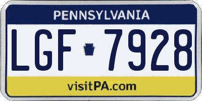 PA license plate LGF7928