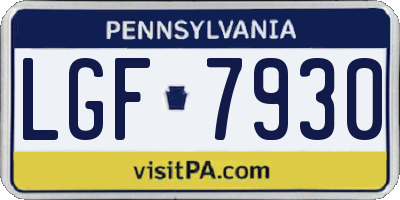 PA license plate LGF7930