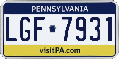 PA license plate LGF7931