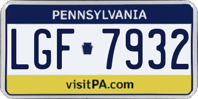 PA license plate LGF7932