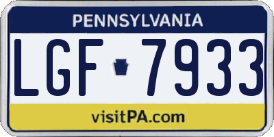 PA license plate LGF7933