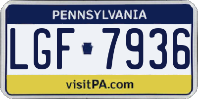 PA license plate LGF7936