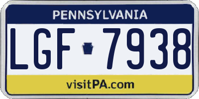 PA license plate LGF7938