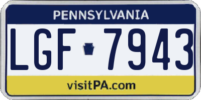 PA license plate LGF7943