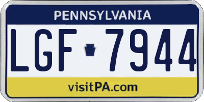 PA license plate LGF7944
