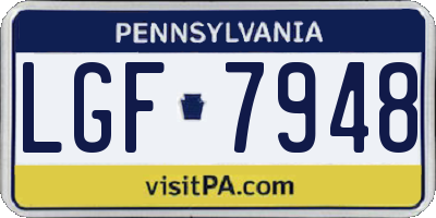 PA license plate LGF7948