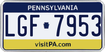 PA license plate LGF7953