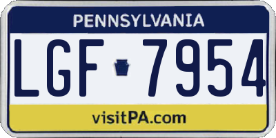 PA license plate LGF7954