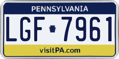 PA license plate LGF7961
