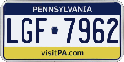 PA license plate LGF7962