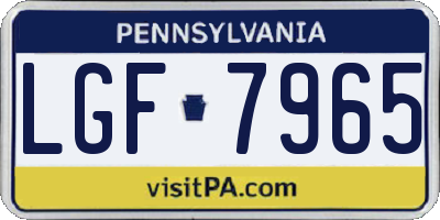 PA license plate LGF7965
