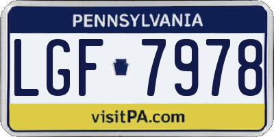 PA license plate LGF7978