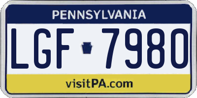 PA license plate LGF7980