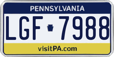PA license plate LGF7988
