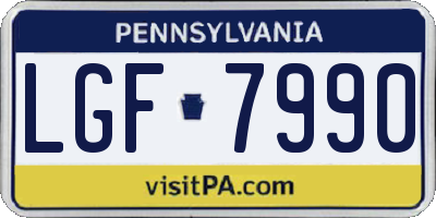 PA license plate LGF7990