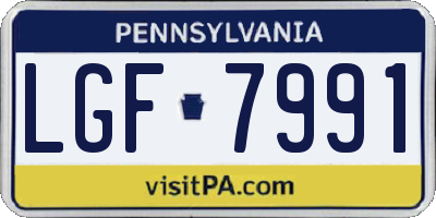 PA license plate LGF7991