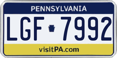 PA license plate LGF7992