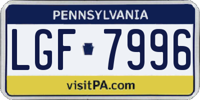 PA license plate LGF7996