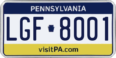 PA license plate LGF8001