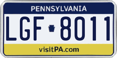 PA license plate LGF8011