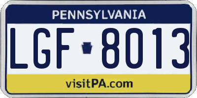 PA license plate LGF8013