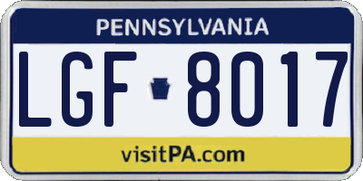 PA license plate LGF8017