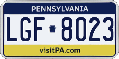 PA license plate LGF8023