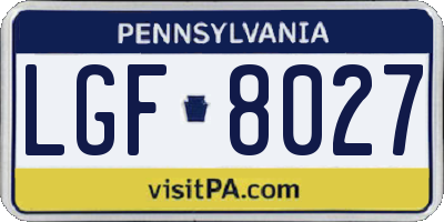 PA license plate LGF8027