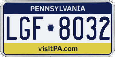 PA license plate LGF8032