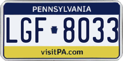PA license plate LGF8033