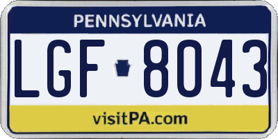 PA license plate LGF8043