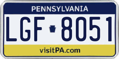 PA license plate LGF8051