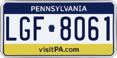PA license plate LGF8061