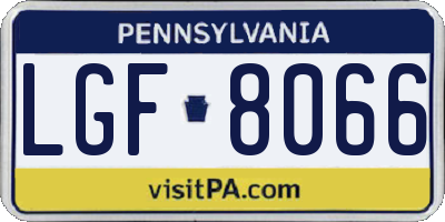 PA license plate LGF8066