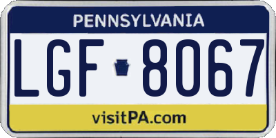 PA license plate LGF8067