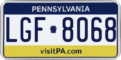PA license plate LGF8068