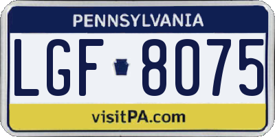 PA license plate LGF8075