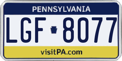PA license plate LGF8077