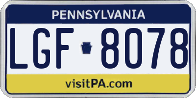 PA license plate LGF8078