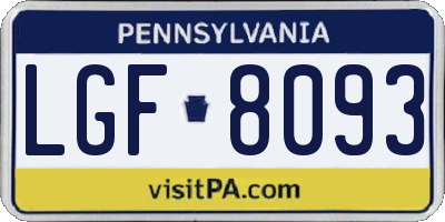 PA license plate LGF8093
